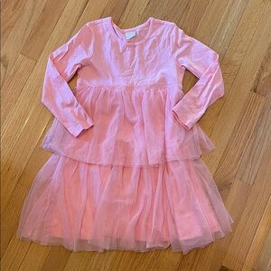 Pink Long Sleeve Tulle layered Dress
